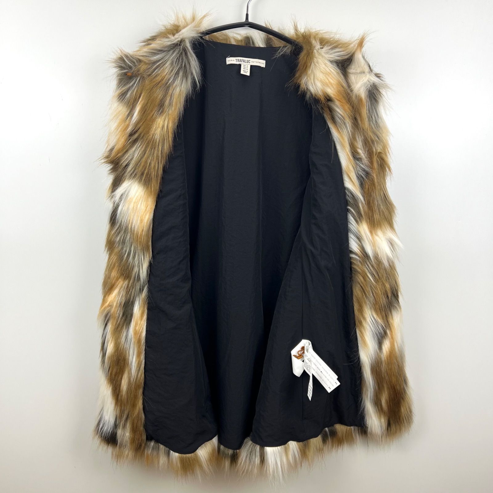 ZARA 00s y2k polyester eco fur vest M ザラ フェイクファー ロング 