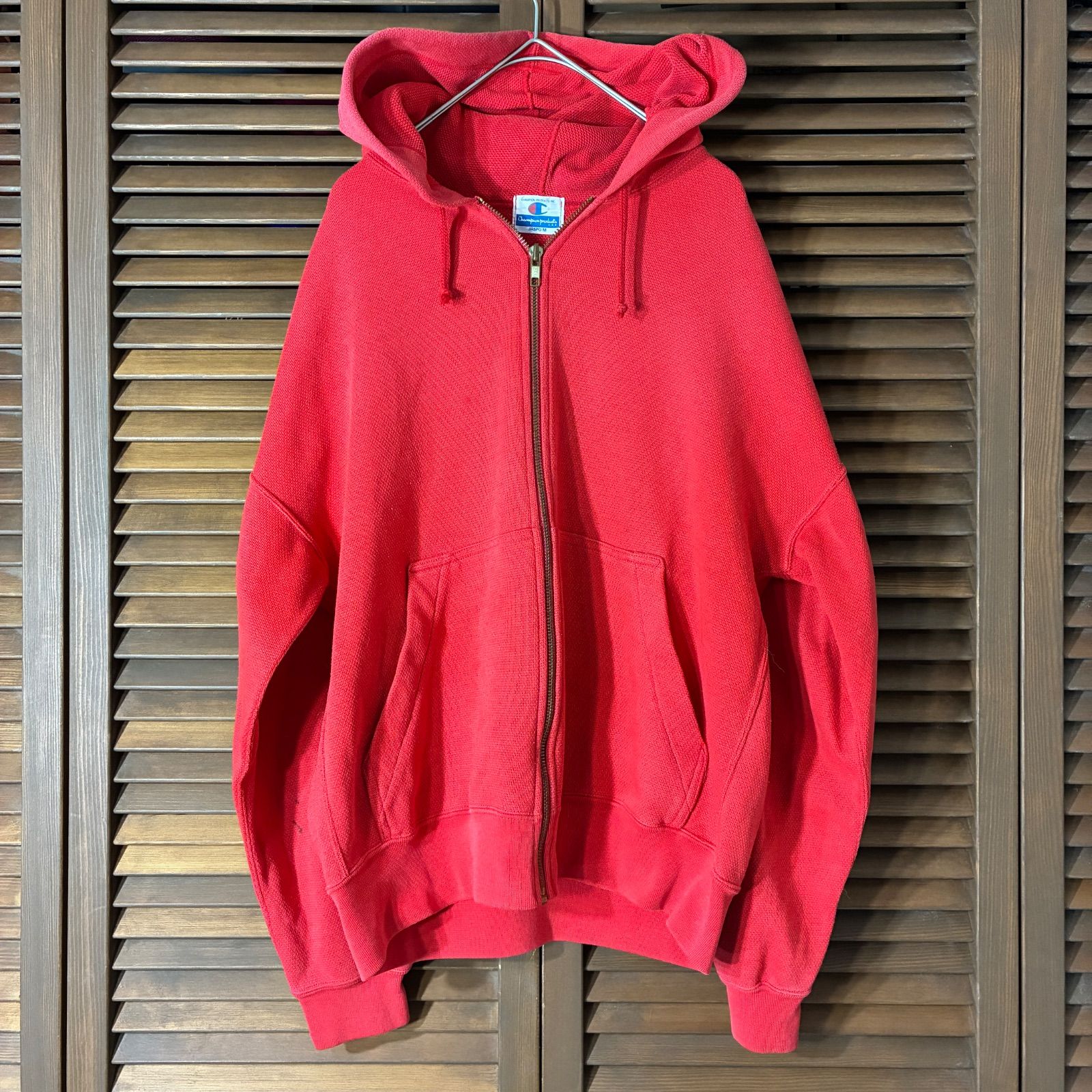 80s 90s CHAMPION フルジップパーカー サーマル ワッフル Champion】日本の