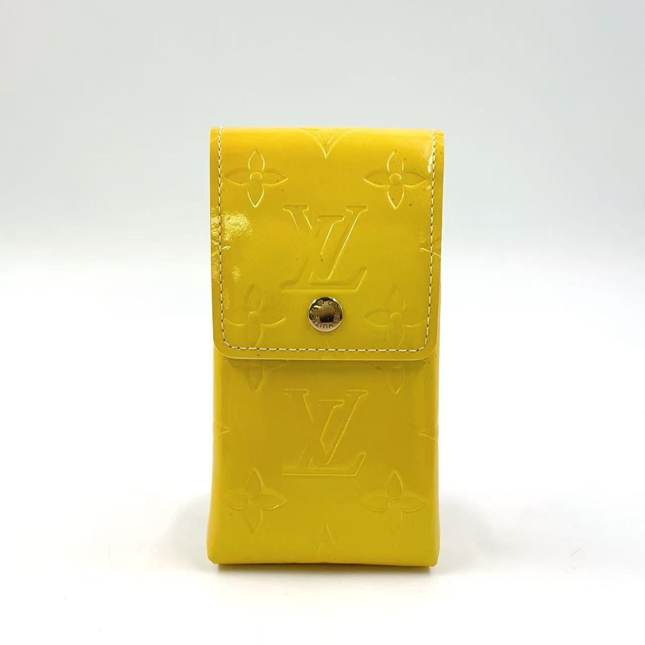 LOUIS VUITTON モノグラムヴェルニ エナメル イエロー シガレットケース ゴールド M91052
