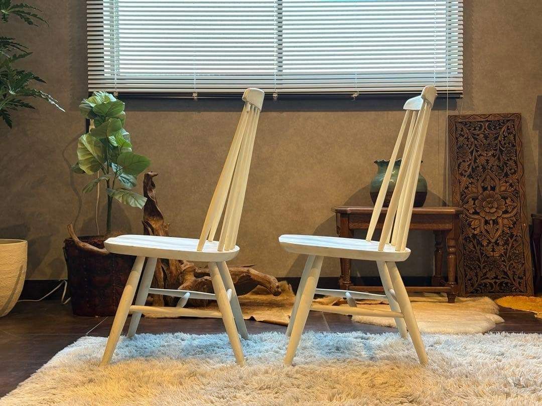 ②太平 ウィンザーチェア ホワイト ゴールドスミスチェア 2脚セット IZ