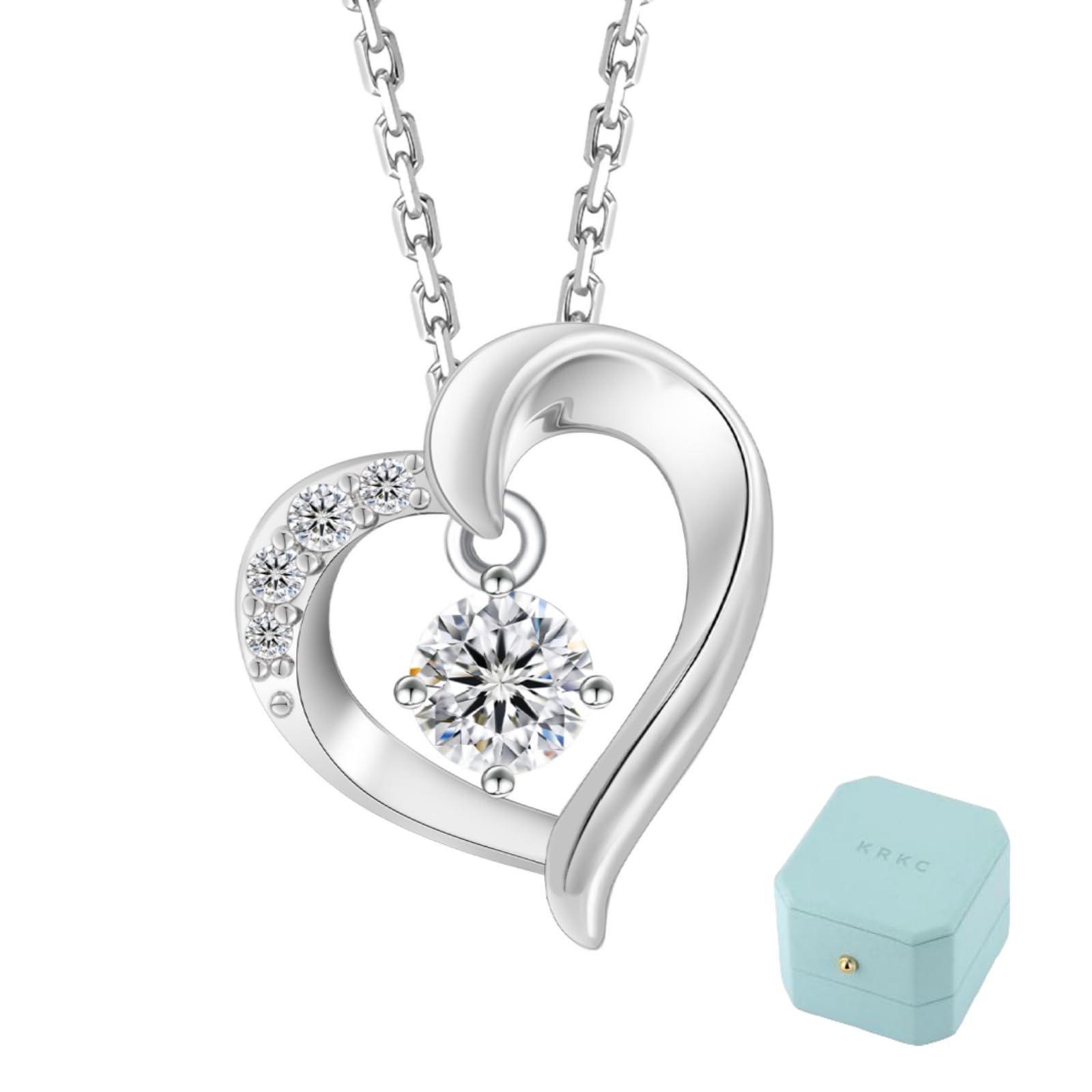 ホワイトゴールドメッキ 人工ダイヤモンド 0.3 0.5 1.0 2.0ct 誕生日 結婚祝い クリスマス 記念日 バレンタインデープレゼント 金属アレルギー対応 シルバー925 チェーン可調節 ハート 馬蹄 ヘイロー 一粒ダイヤネックレス 長45