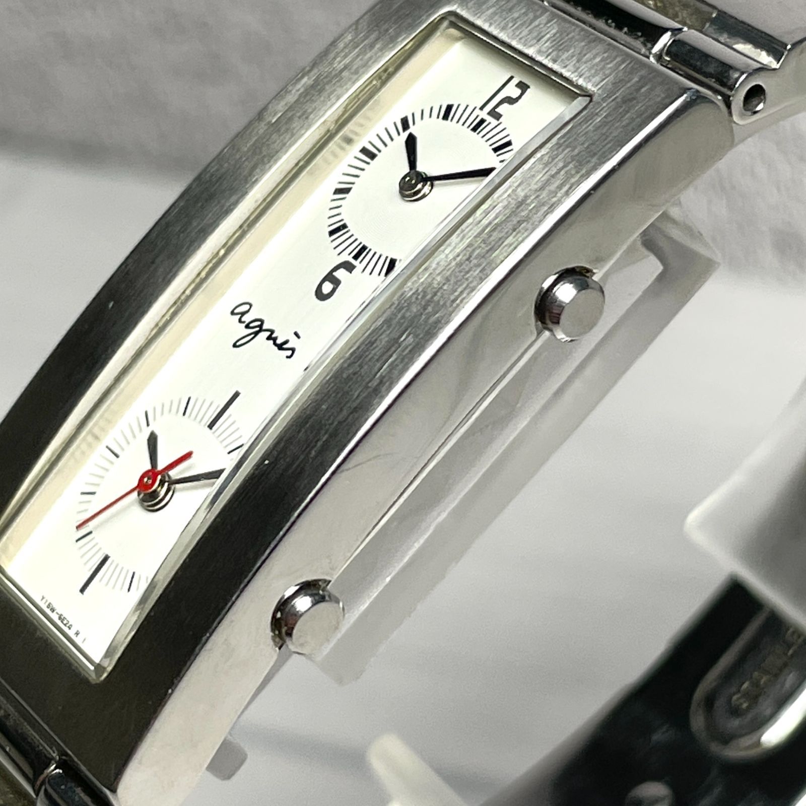 希少✨agnes b. アニエスベー ダブルスクエア文字盤 シルバー