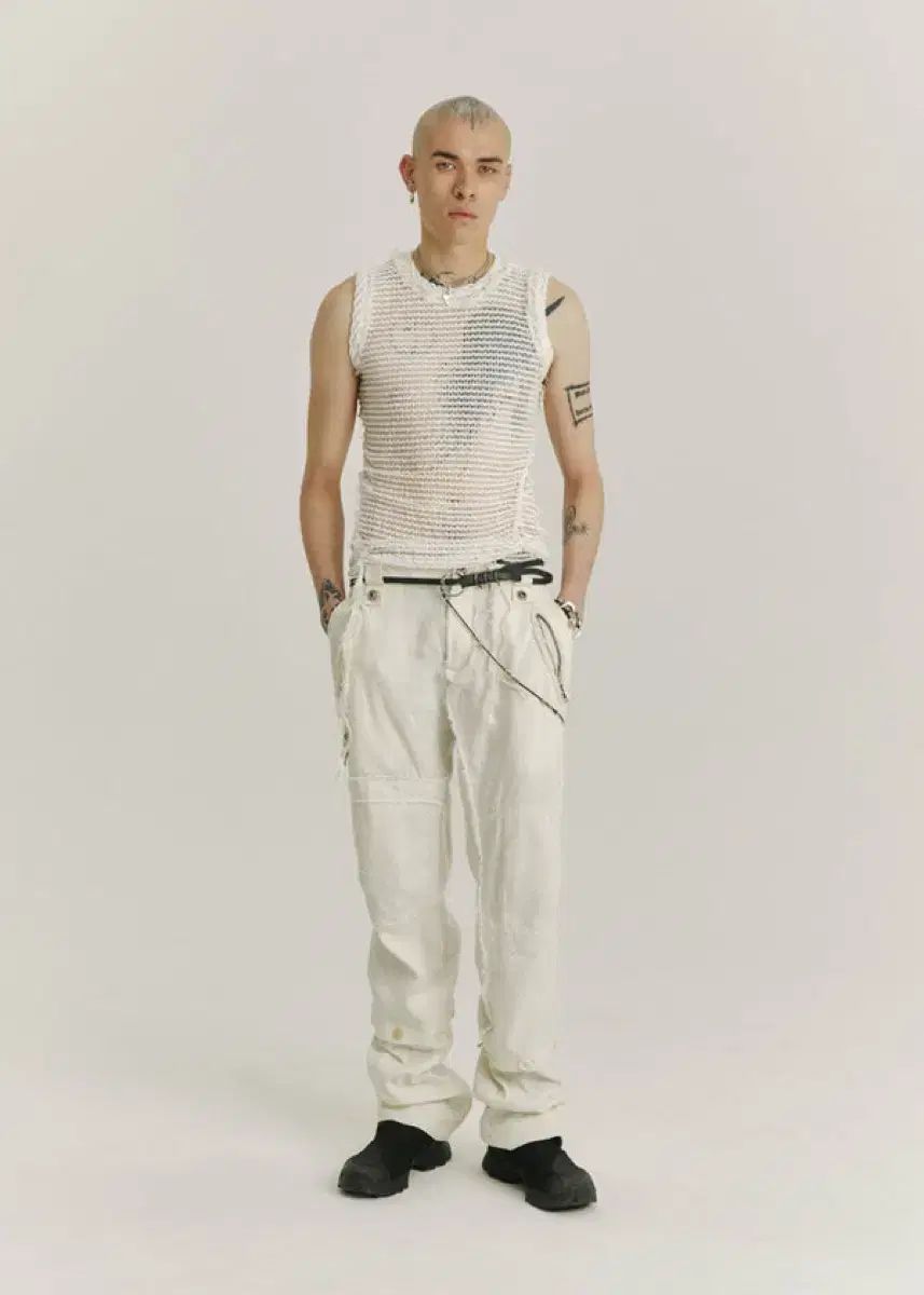 ヘインソ パッチワーク パンツ アイボリー