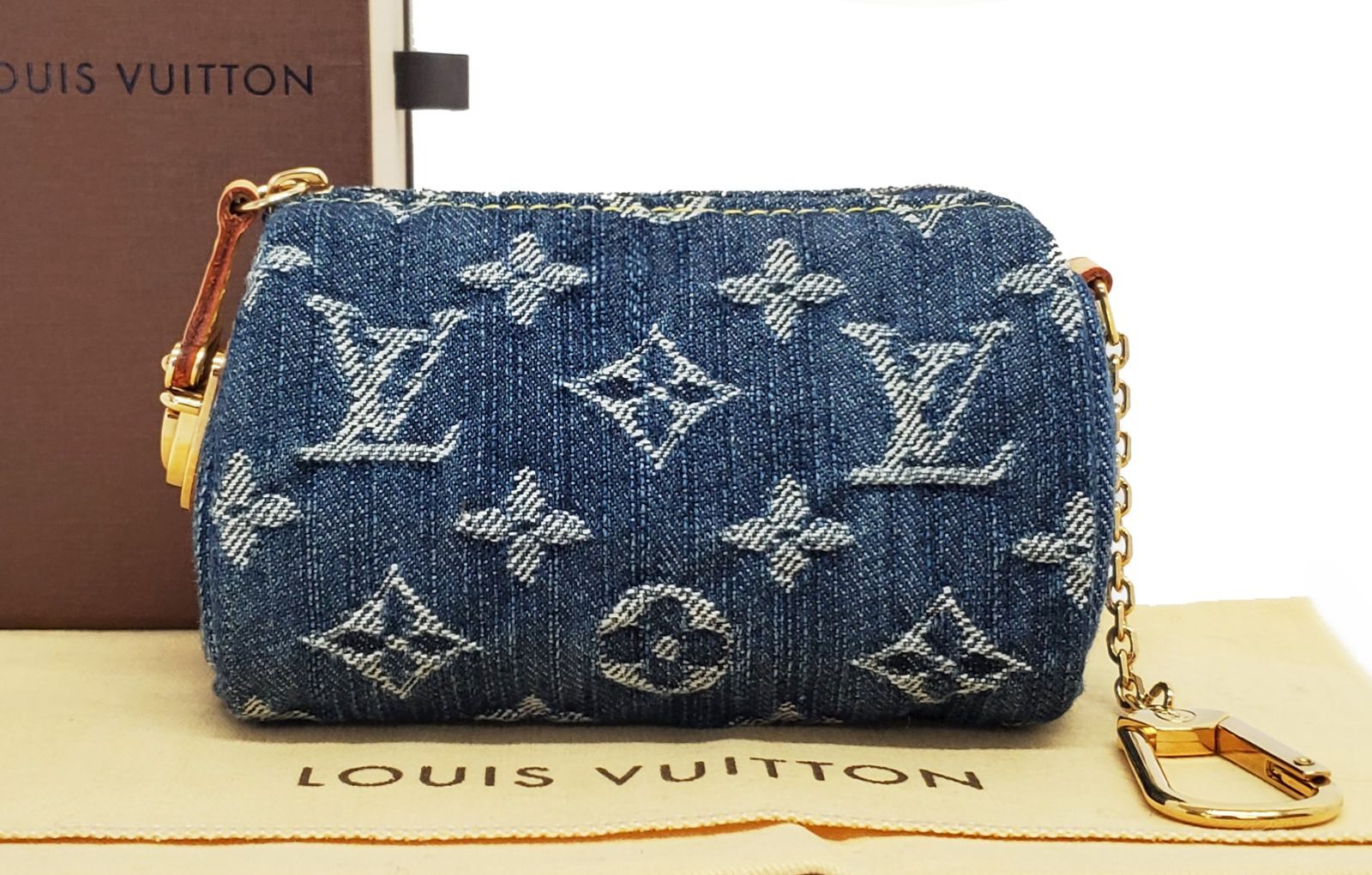 D2961 ルイヴィトン モノグラムデニム トゥルース スピーディPM ポーチ M95082 小物入れ キーリング付