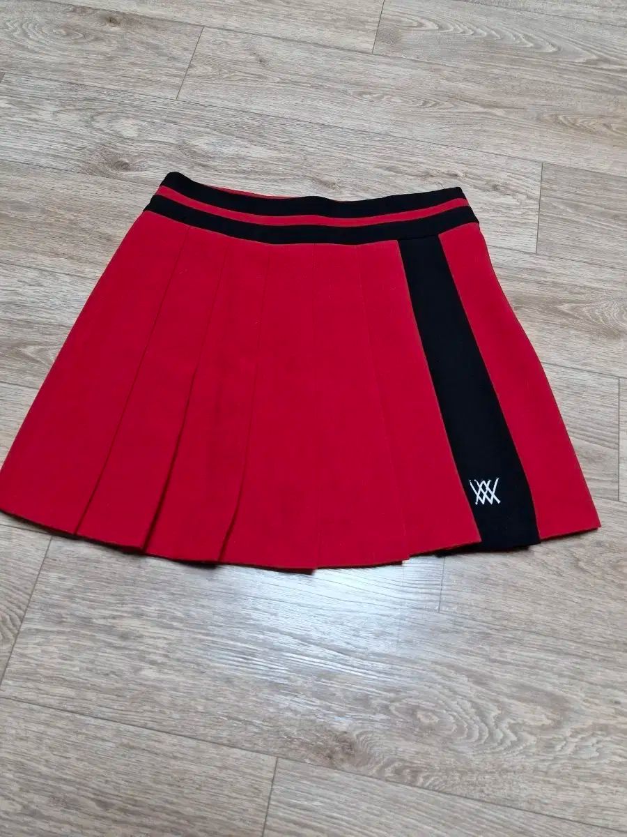 レッド プリーツ スカート 날씬55