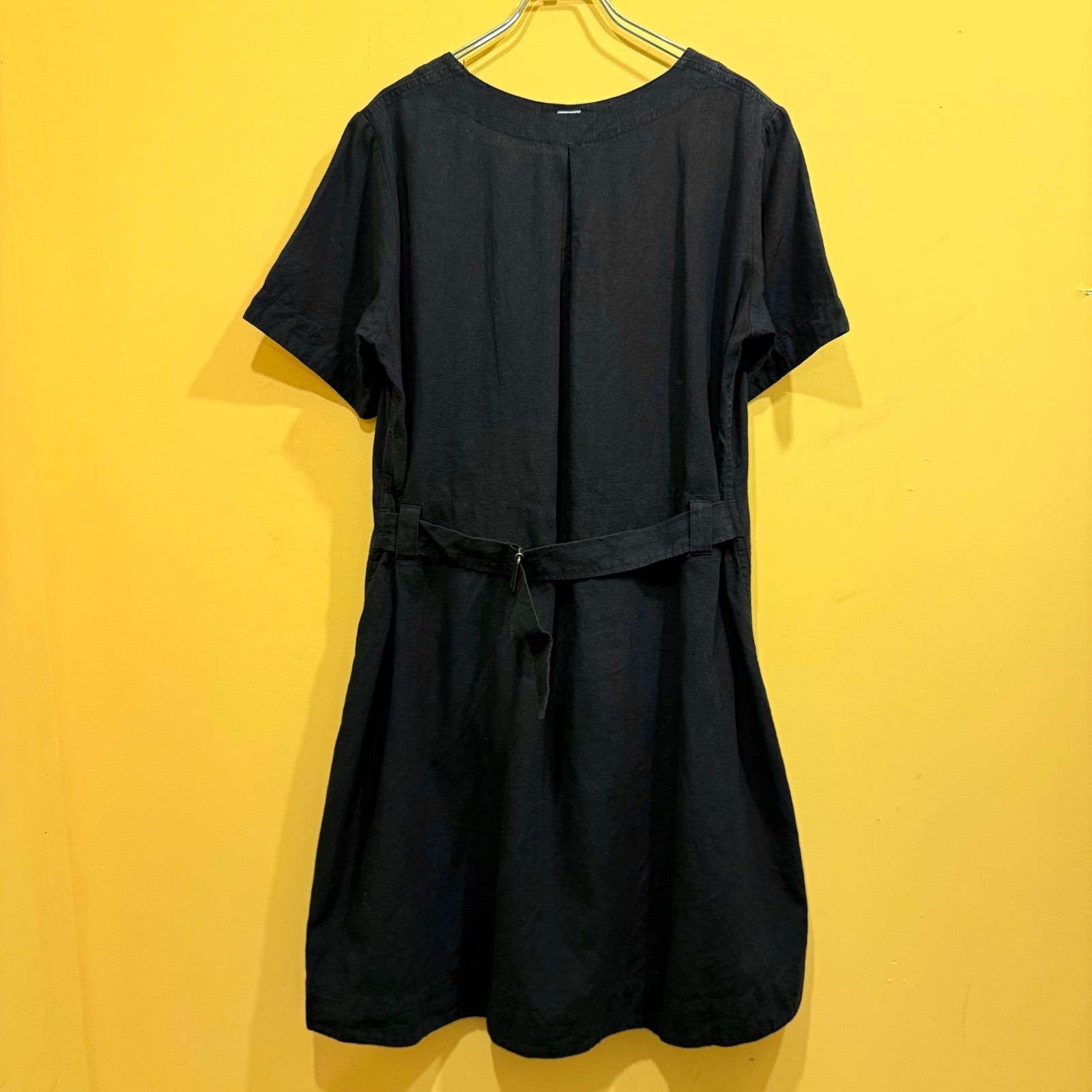 【★新品未使用★】MHL.コットンワンピース 定価33,000円 ネイビー MHL. 半袖ワンピース ダークネイビー 麻 コットン サイズ1 【送料込み