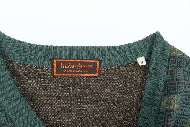  YVES SAINT LAURENT イヴ サンローラン WOMEN - M マルチ パータン YSL ロゴ Vネック ニット トップス 長袖 ニット セーター