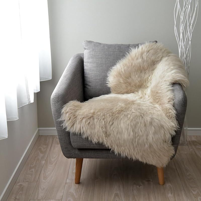 sleeptailor ムートンラグ 本革 天然 90cm×60cm ブラウンストーン