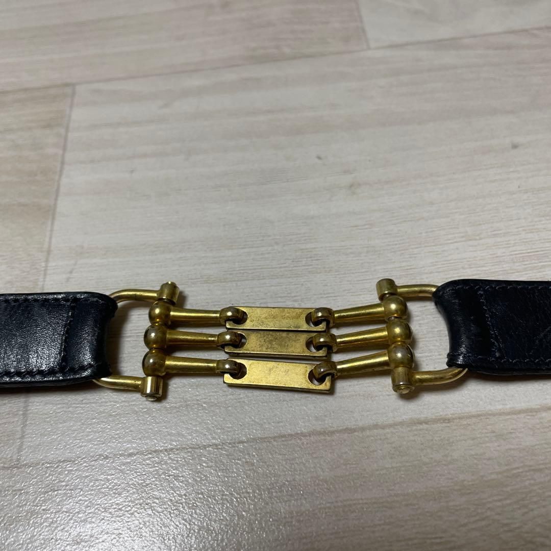  CÉLINE セリーヌ ブラック レザー ベルト ゴールドバックル ベルト 小物