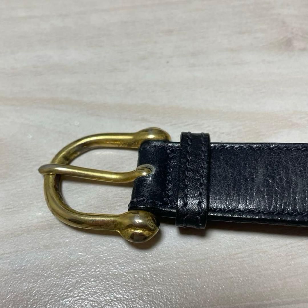 CELINE セリーヌ ブラック レザー ベルト ゴールドバックル CELINE 黒