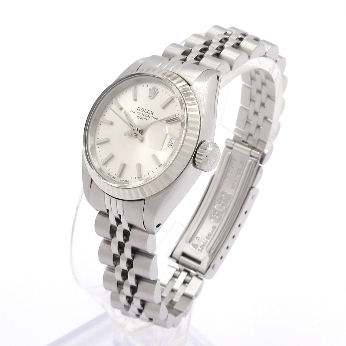 ROLEX ロレックス 腕時計 オイスターパーペチュアルデイト 6917 4 レディース 18コマ ジュビリーブレス SS×K 18 WG シルバー