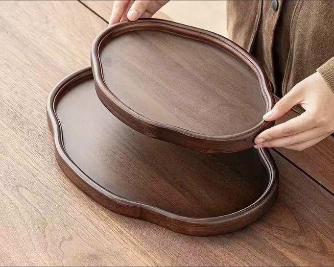 木製トレー 5枚セット 木 トレイ お盆 お食事トレイ スタッキング プレート