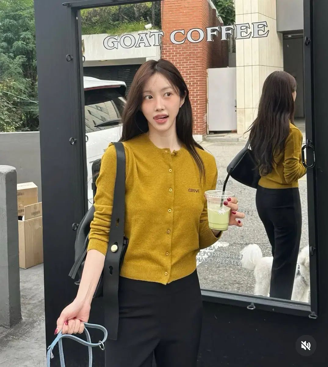  Grove エレナ オリーブ カーディガン 秋 レディースニット 長袖 カーディガン ボレロ アンサンブル