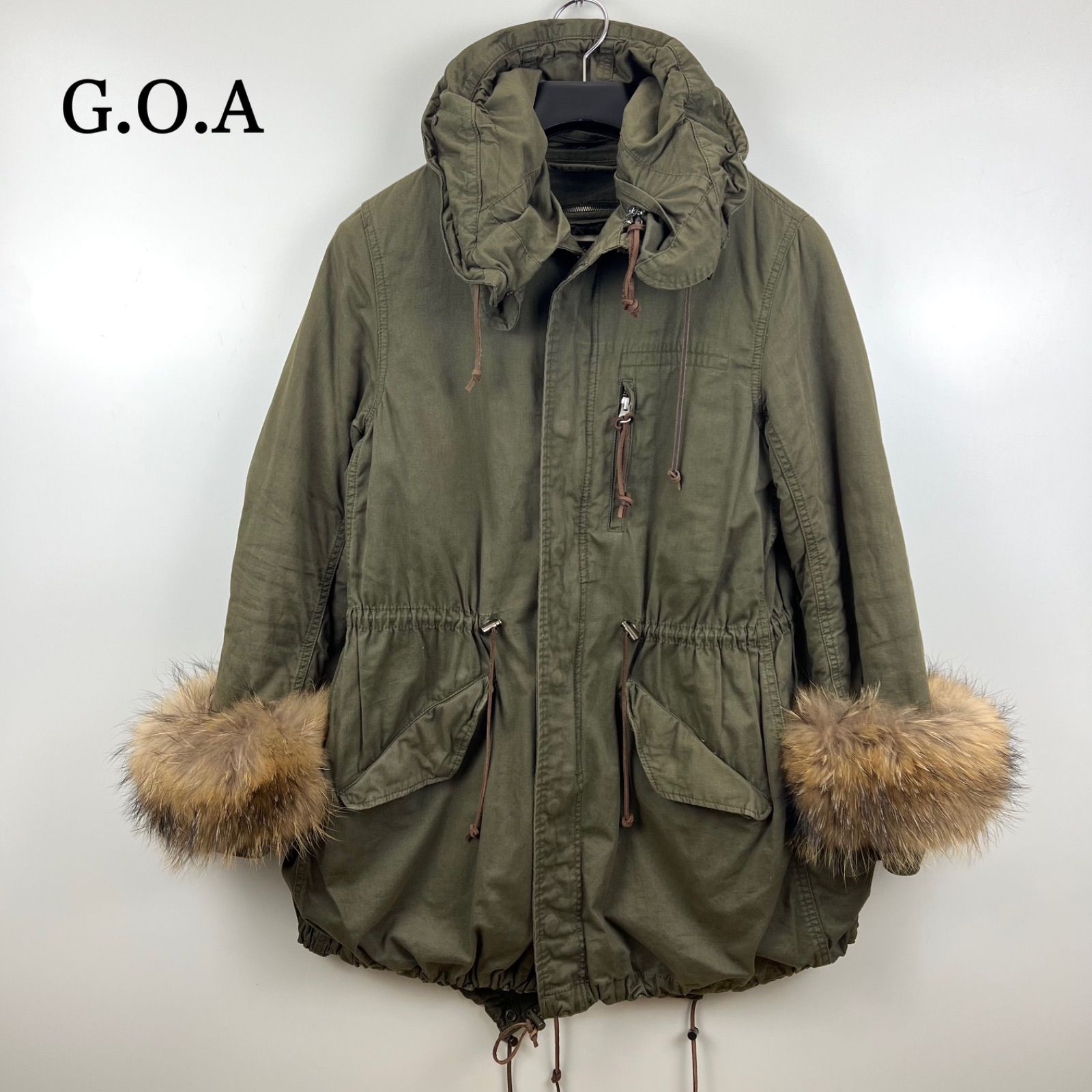 archive Y2K goa ミリタリー ジャケット ボンバー S カーキ G.O.A 00s y2k archive wrist fur mods coat military Free ゴア