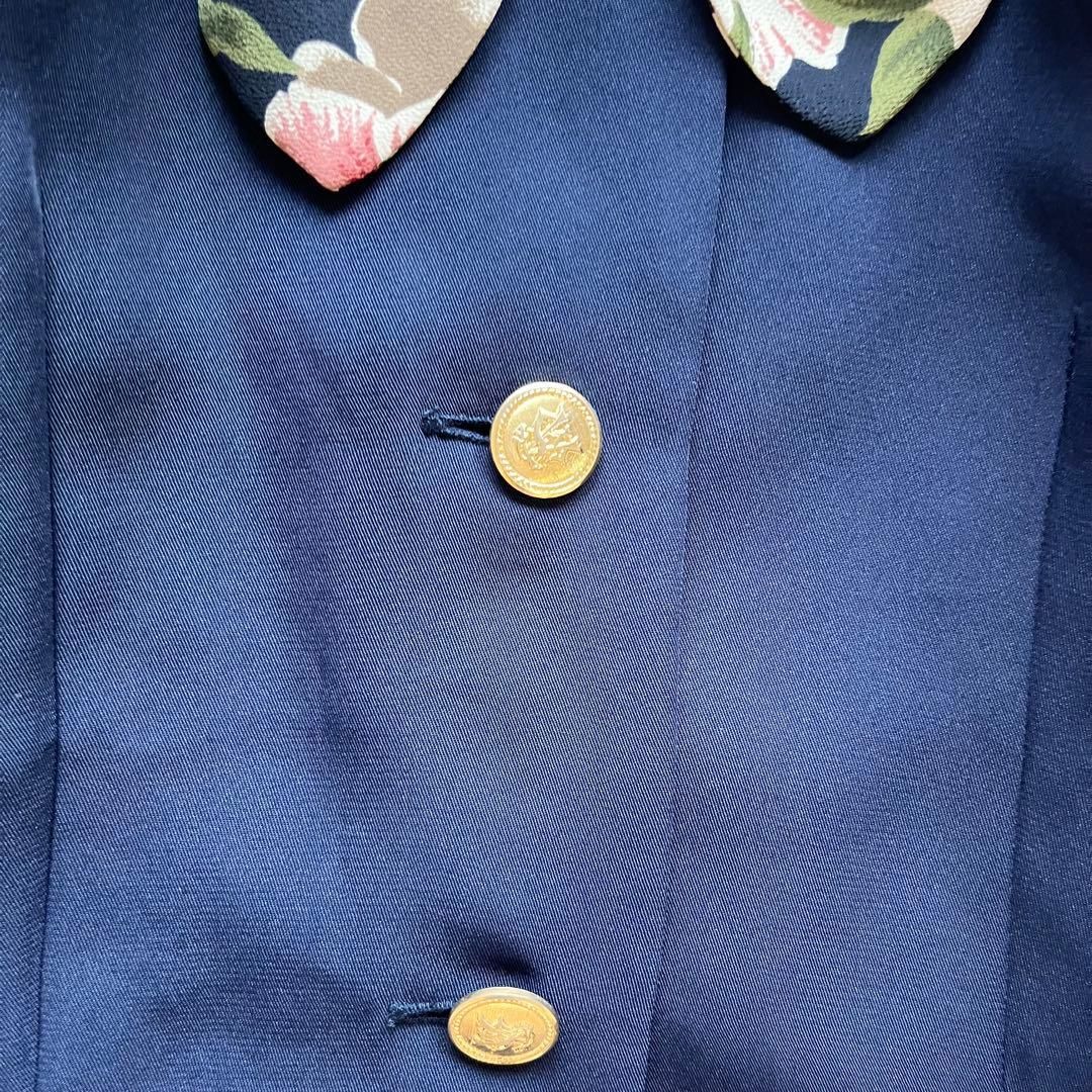 昭和レトロ花柄ボウタイ付きセットアップ