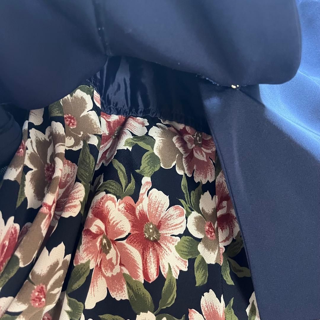 昭和レトロ花柄ボウタイ付きセットアップ