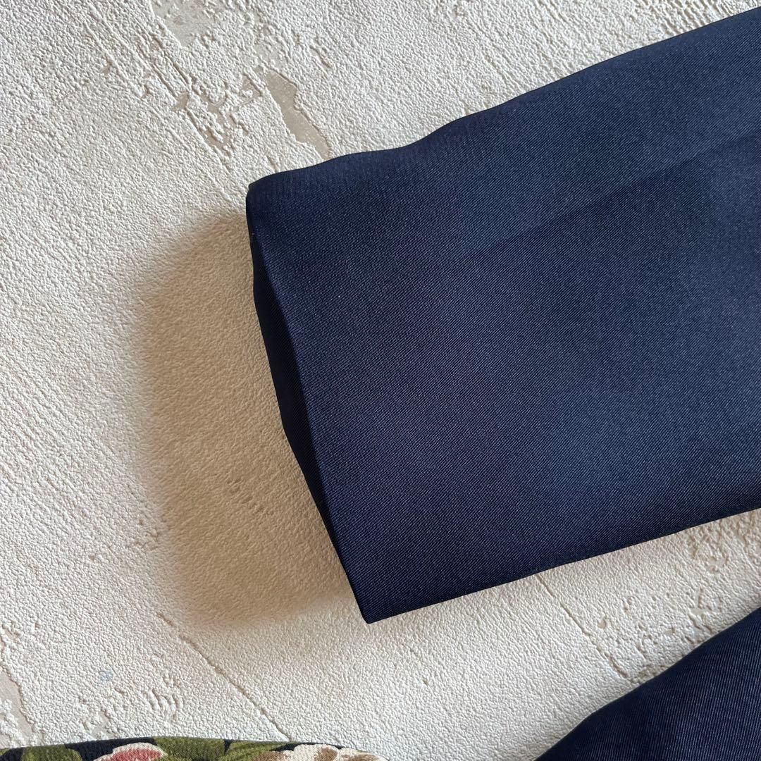 昭和レトロ花柄ボウタイ付きセットアップ ネイビー