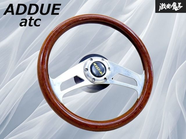 割れ無し atc ADDUE エーディーデュエ ST 211 ウッド ポリッシュ 2本スポーク ステアリング ハンドル 36Φ 直径約36 cm 棚17 O
