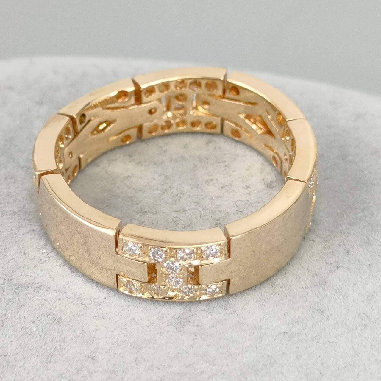 18金 K18 男女兼用 ベルト調 ダイヤ0.33ct リング 5.55ｇ 14号 D453