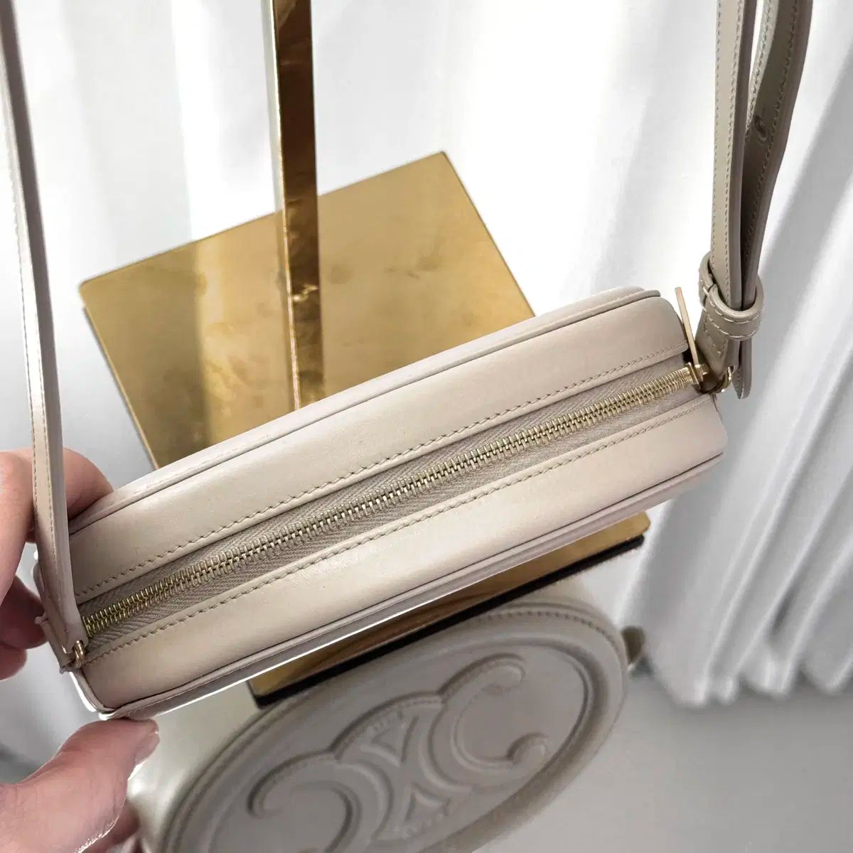  Celine セリーヌ オーヴァル パール ライス クロスバック メッセンジャーバッグ ショルダーバッグ