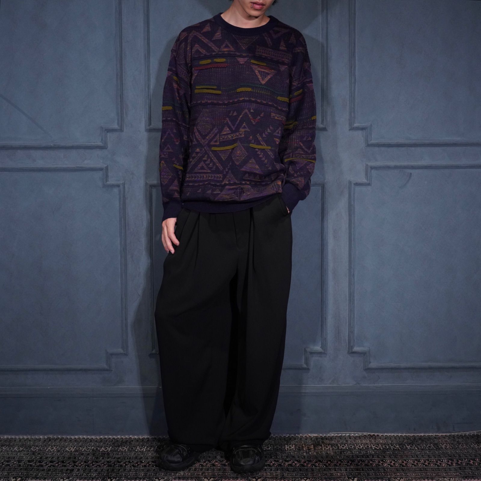 EU EU VINTAGE ヨーロッパ古着3Dデザイン柄ニット VINTAGE DALMINE 