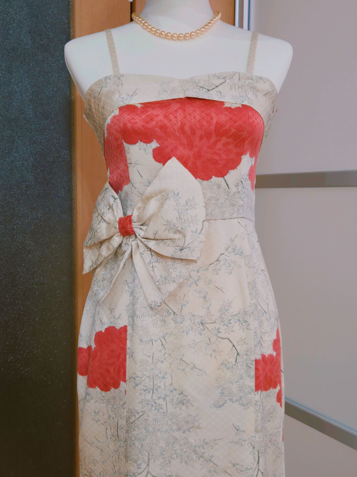 上品に映 着物ドレ きものワンピース マーメイド 大きなリボン pr 34