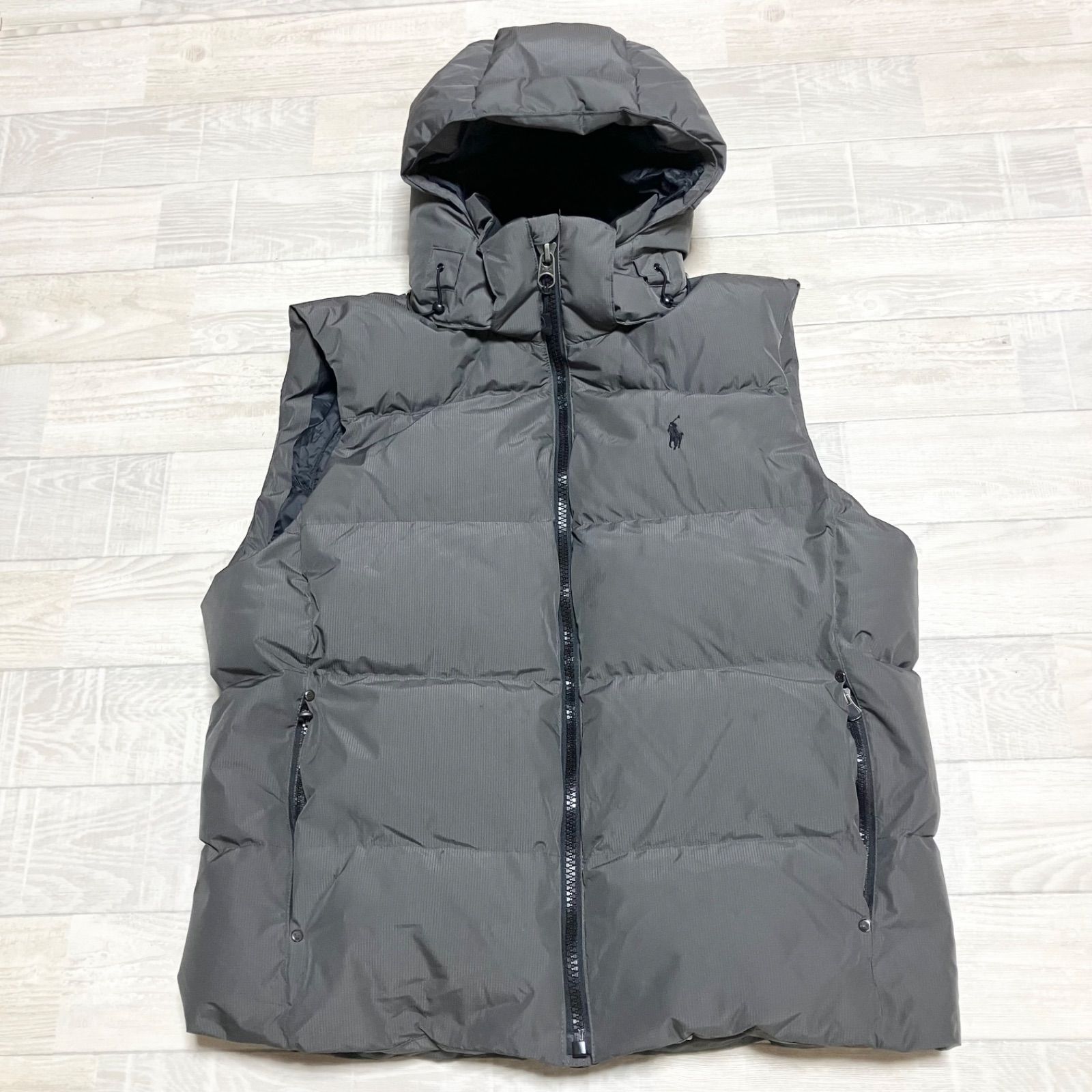 現行タグ ポロラルフローレン ダウンベスト Lサイズ ダウン75 フェザー25 チャコールグレー