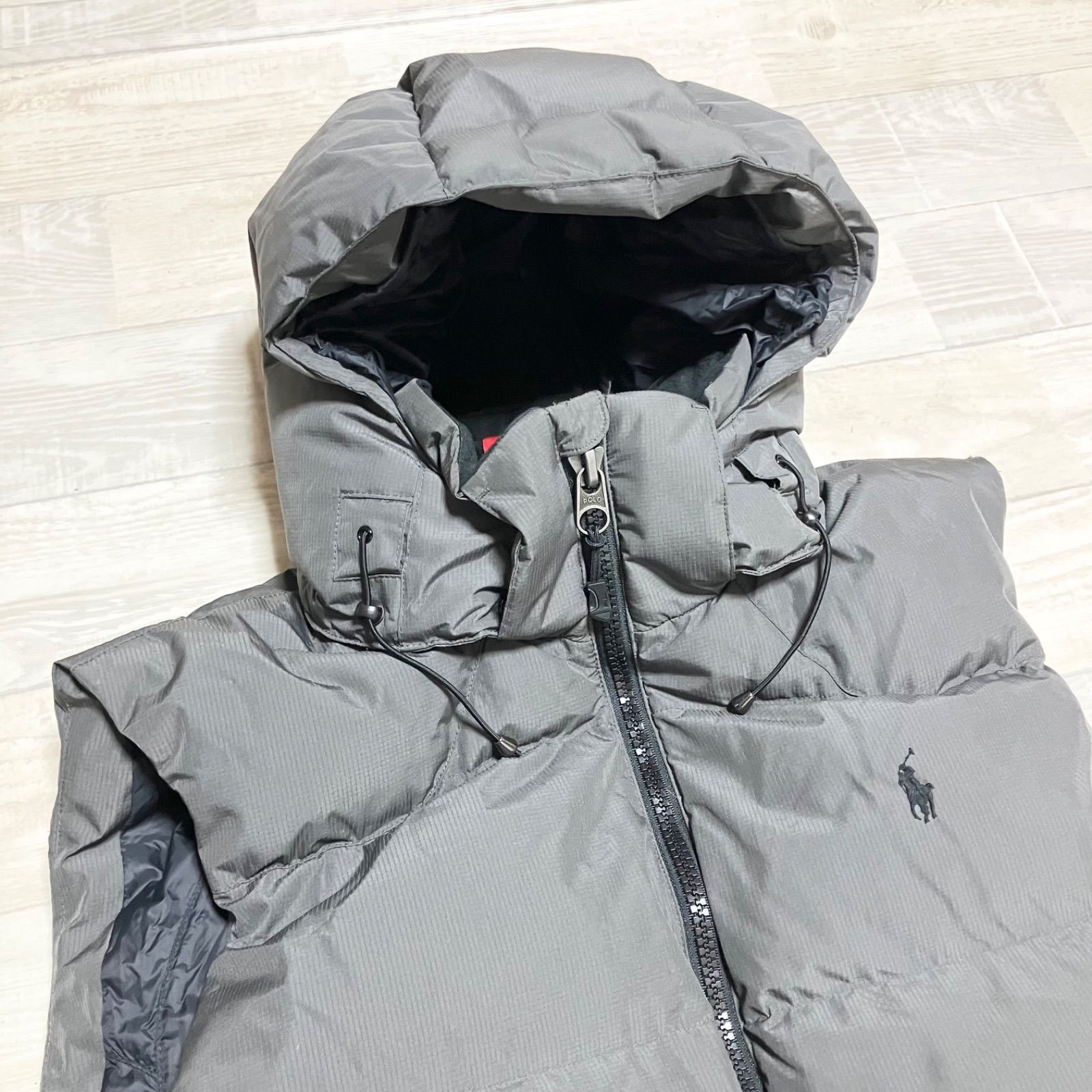 現行タグ ポロラルフローレン ダウンベスト Lサイズ ダウン75 フェザー25 チャコールグレー
