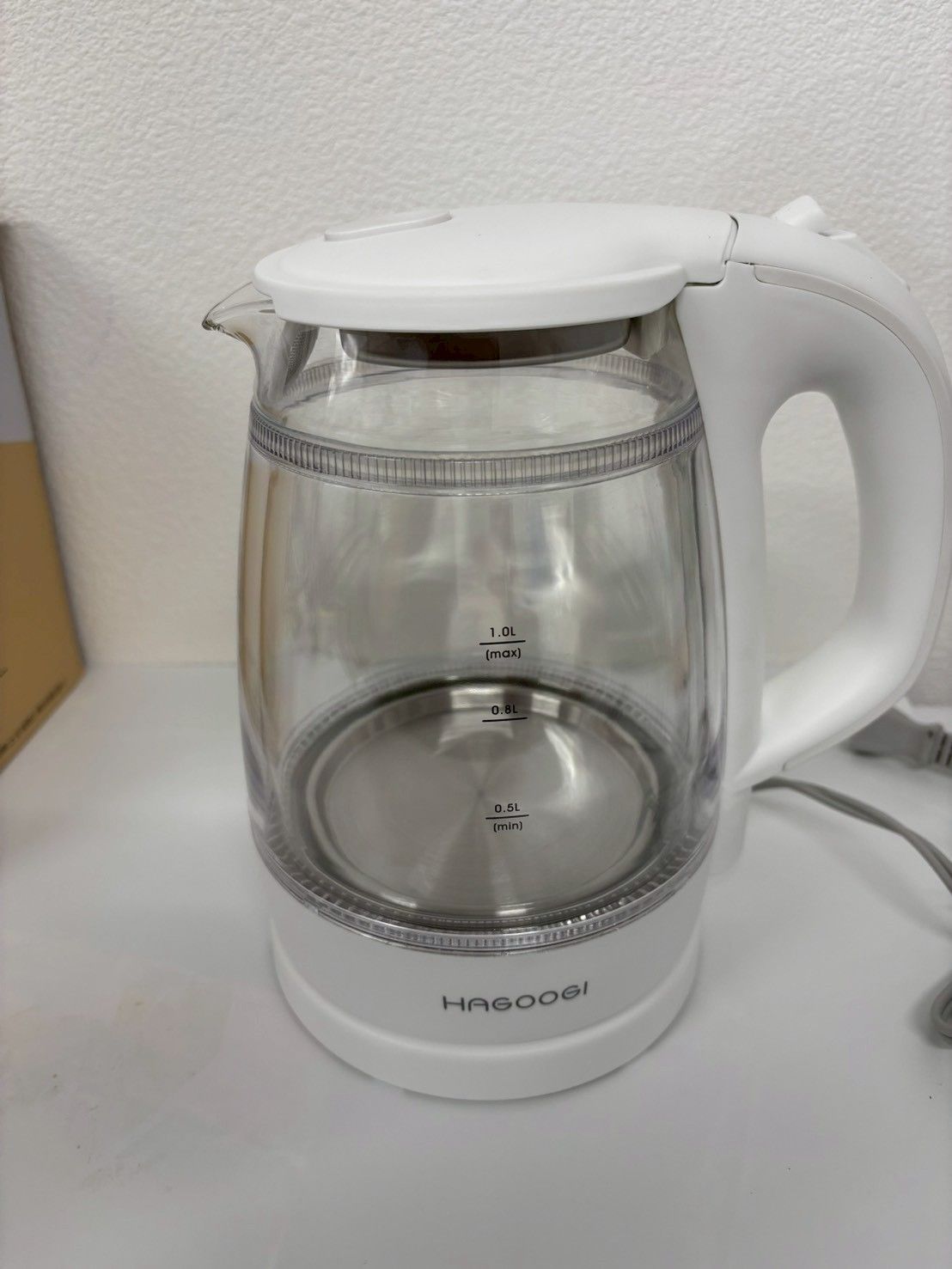 HAGOOGI 電気ケトル 1.0L ホワイト LEDライト付き ガラスケトル 2個 