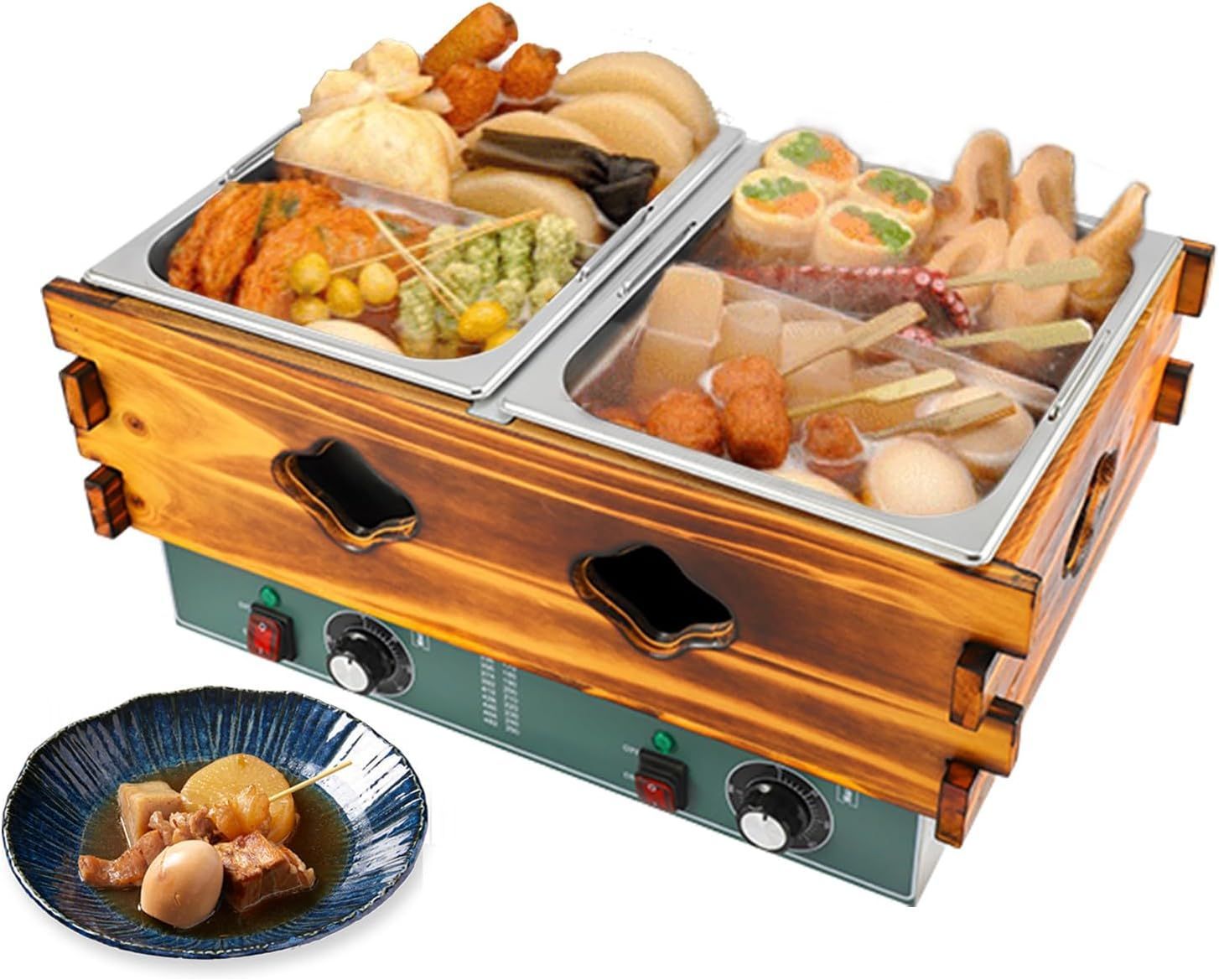 おでん鍋 18切り 電気おでん鍋 業務用 20 L大容量 0 300℃温度調節 自動保温機能 仕切り鍋 ステンレス鋼 多用途おでん鍋 卓上型 中華火鍋 関東煮 火鍋 鍋料理 屋台 食堂 レストラン コンビニ 家庭用