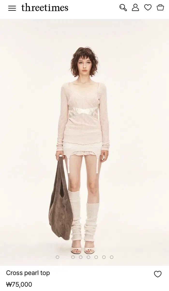 スリータイムズ cross pearl top pink S