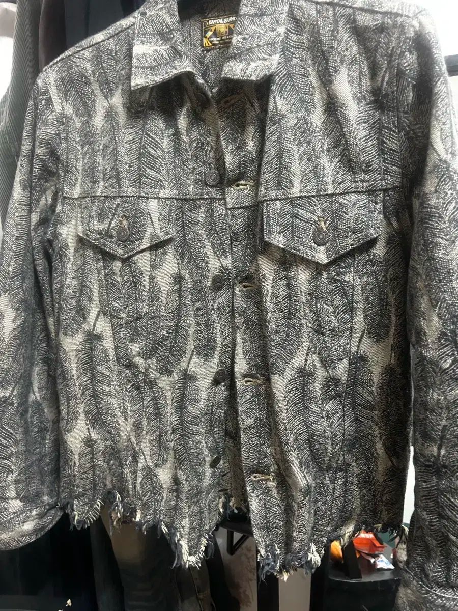 KAPITAL フェザージャケット ブラック ベージュ 2