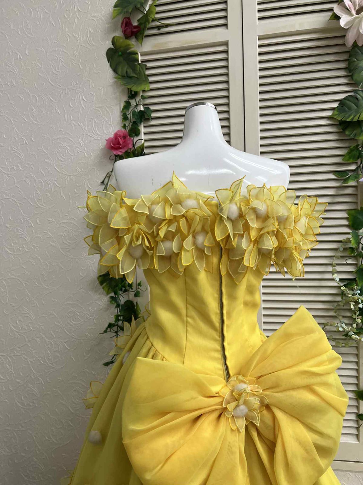 貸衣装処分品カクテルドレスレモンイエロー黄色 KOKI ボンボン 9号