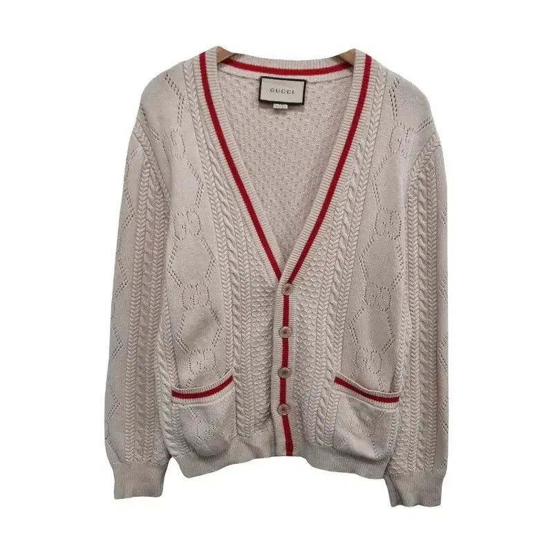 남XS グッチ ケーブル ウール カーディガン