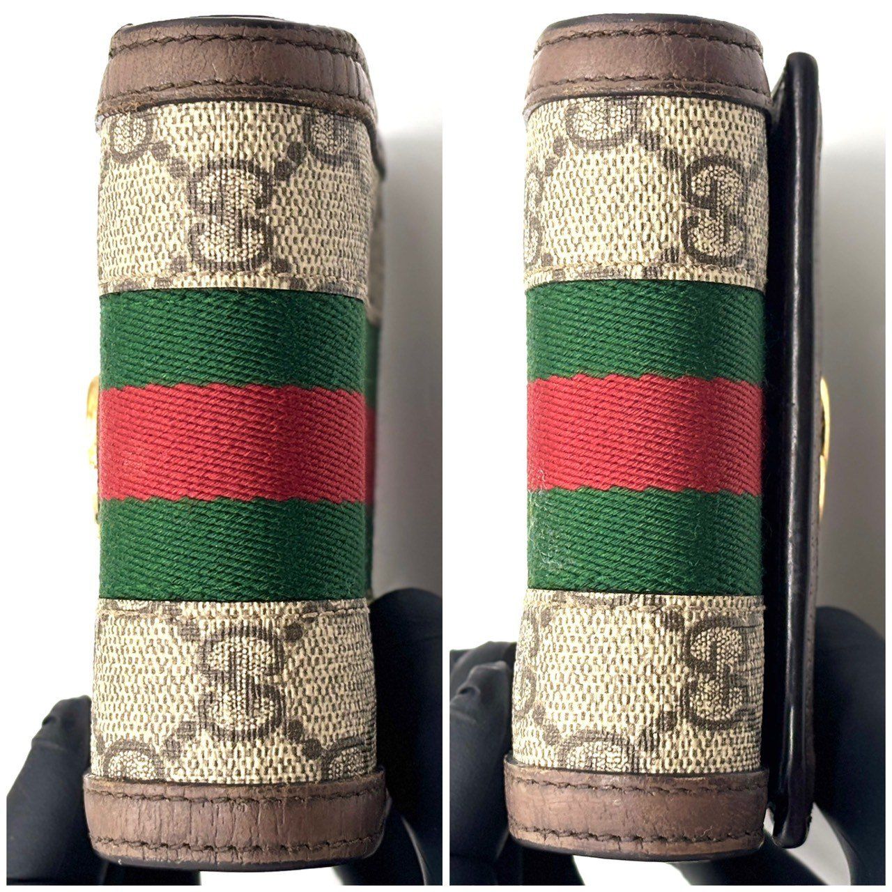  品格を映すクラシック GUCCI グッチ 二つ折り財布 オフィディア GGスプリーム シェリーライン ベージュ ブラウン 二つ折り財布 折り財布