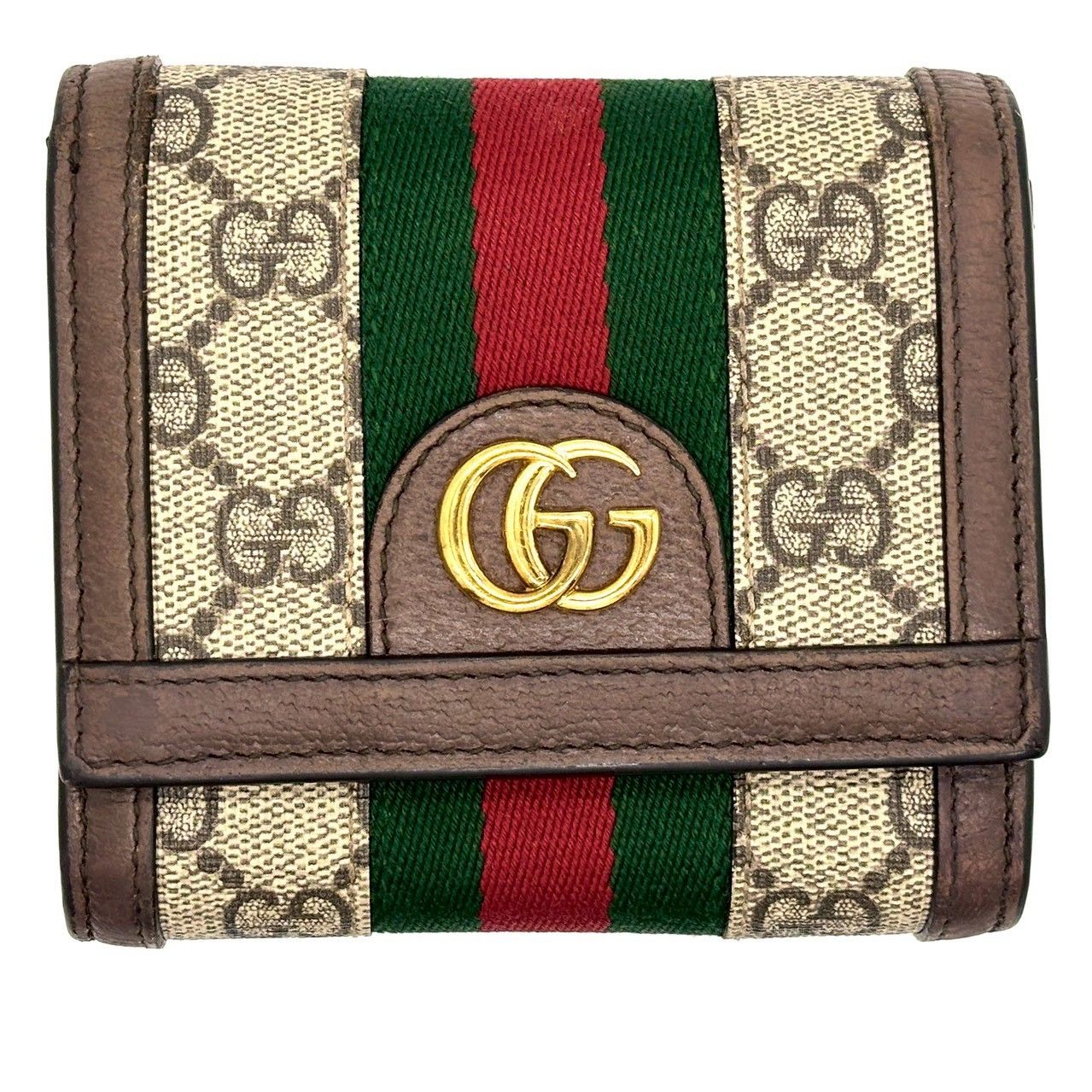品格を映すクラシック GUCCI グッチ 二つ折り財布 オフィディア GGスプリーム シェリーライン ベージュ×ブラウン