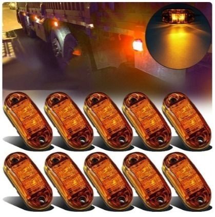 トラック・トレーラー用LEDマーカーランプ 12V/24V用×10個セット アンバーイエローオレンジカラー 電飾 デコトライルミ汎用