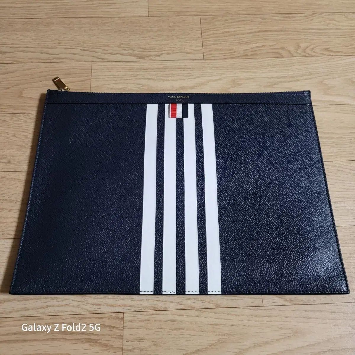 トム ブラウン ネイビー 斜めボーダー クラッチバッグ L BUNZANG 唯一実物