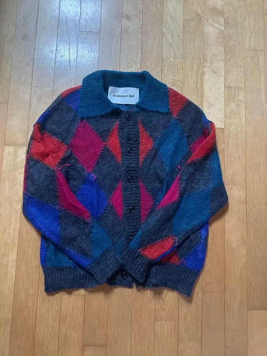 アンダースンベル アーガイル キッドモヘア カーディガン