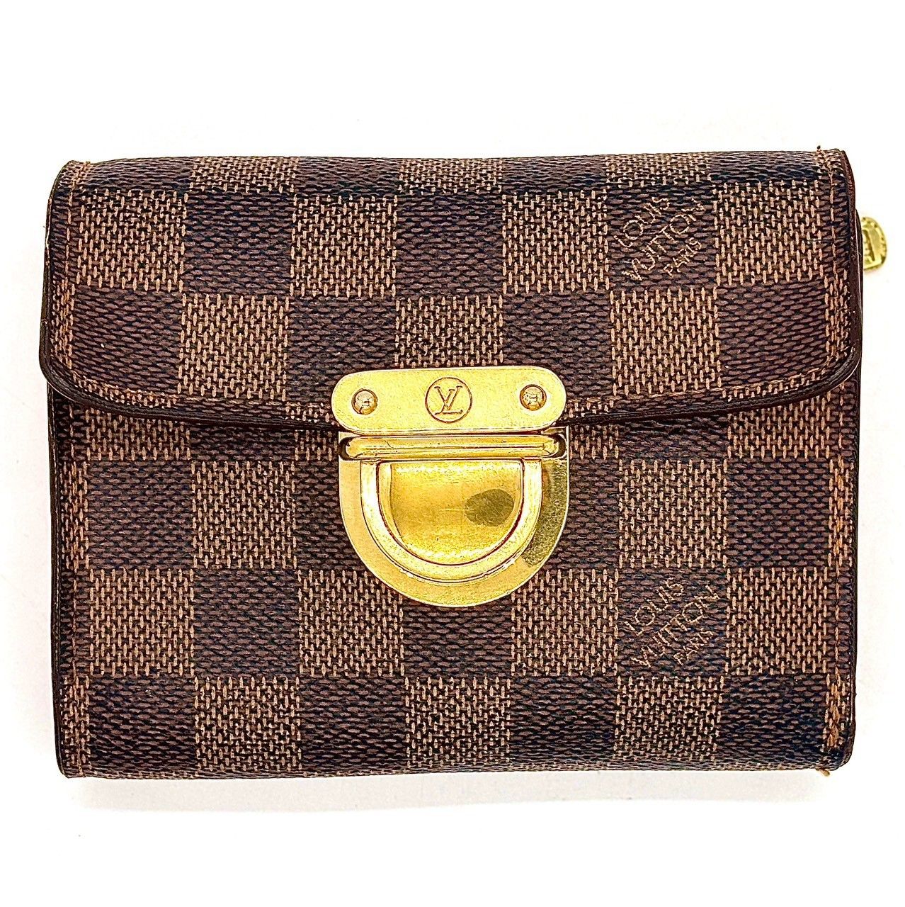 品格を纏う赤の差し色 LOUIS VUITTON ルイヴィトン 二つ折り財布 ダミエ ポルトフォイユ コアラ N 60005 ブラウン×レッド