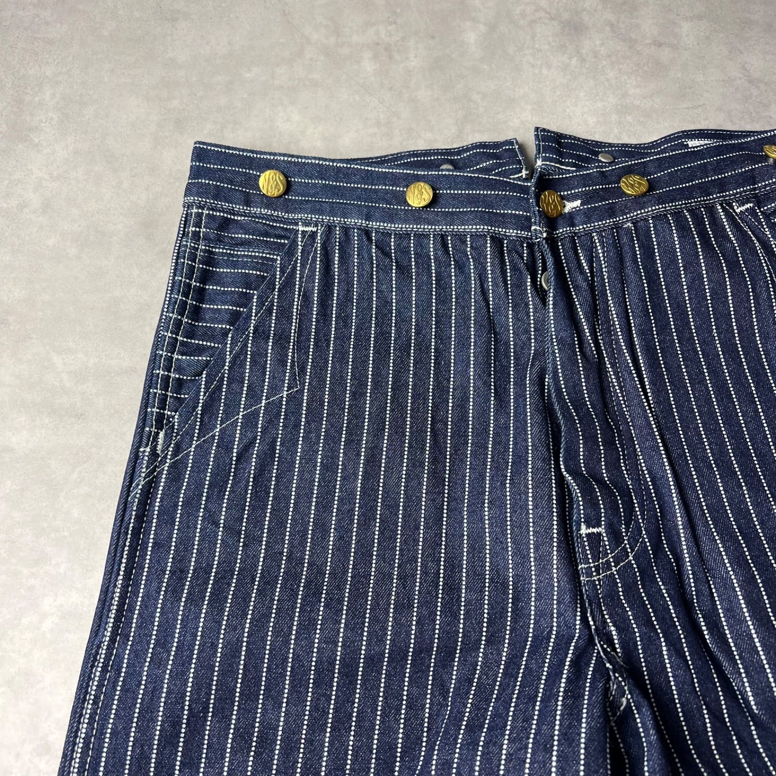 ✅新品未使用　ウォバッシュ　ストライプ　パンツ　ワイド　ヒッコリー　W32 新品未使用 ウォバッシュ ストライプ パンツ ワイド ヒッコリー