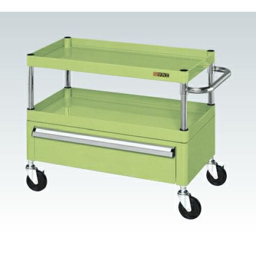 【新品・5営業日で発送】サカエ CSパールワゴン中量タイプ 引出し付 グリーン CSP-6062CSE (2229699)