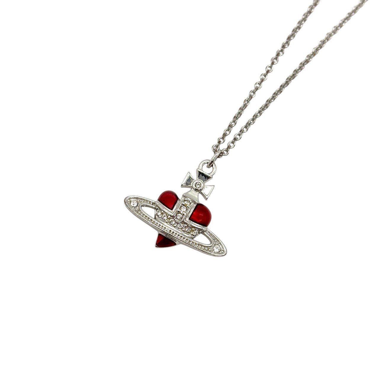 胸もとに輝く 私らしさ Vivienne Westwood ヴィヴィアンウエストウッド ネックレス オーブ ディアマンテハート シルバー×レッド