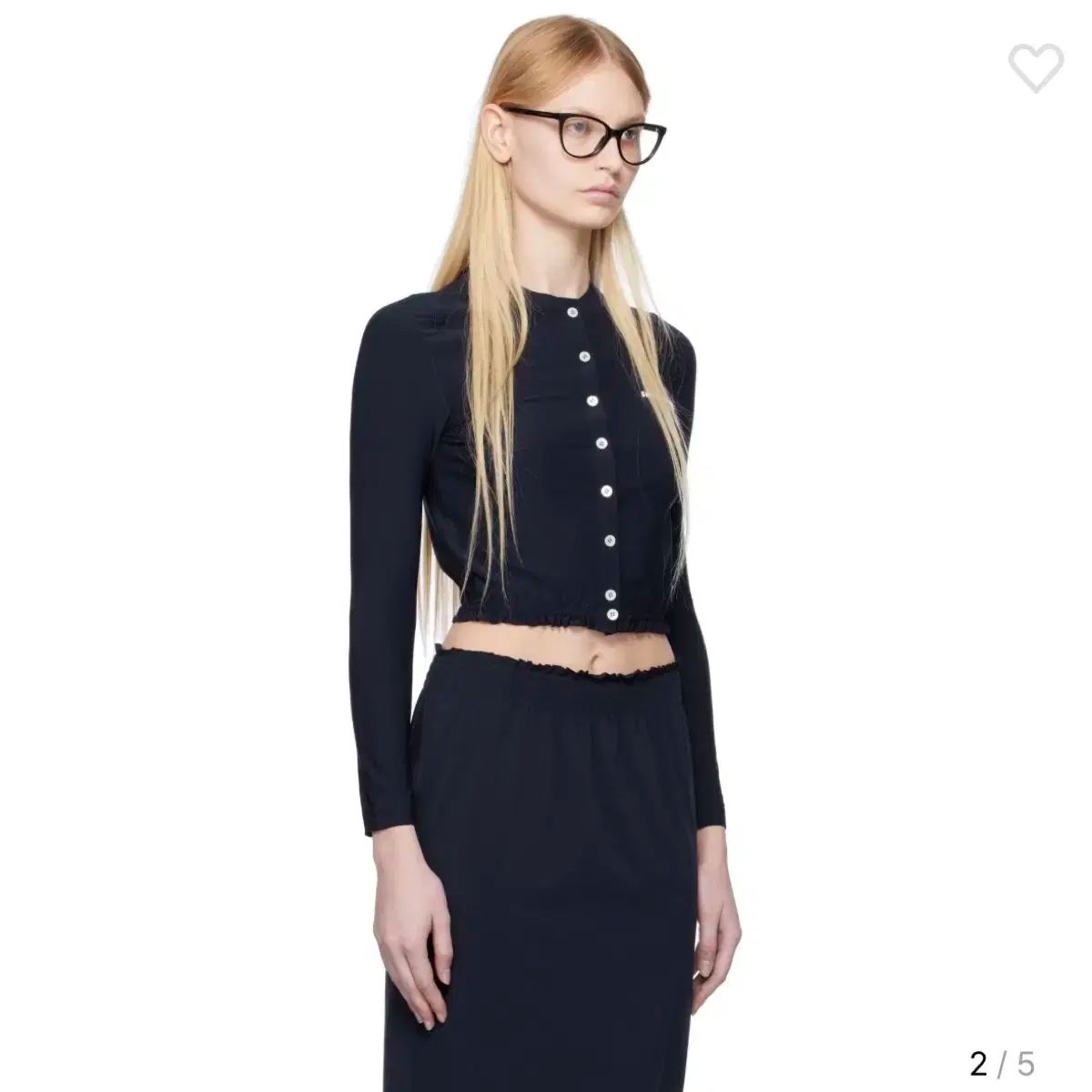 シュシュ 통 ネイビー L エラスティック フィット カーディガン uk8