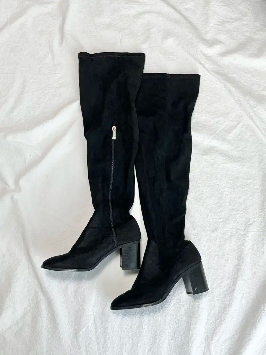 37 240 ザラ ブラック スウェード ニーハイ ロングブーツ