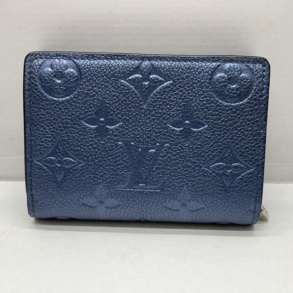 01w-5652 ルイ ヴィトン LOUIS VUITTON モノグラムアンプラント ポルトフォイユ ク 箱 保存袋あり ネイビーブルー フランス製 メンズ 二つ折り財布 M80943 品