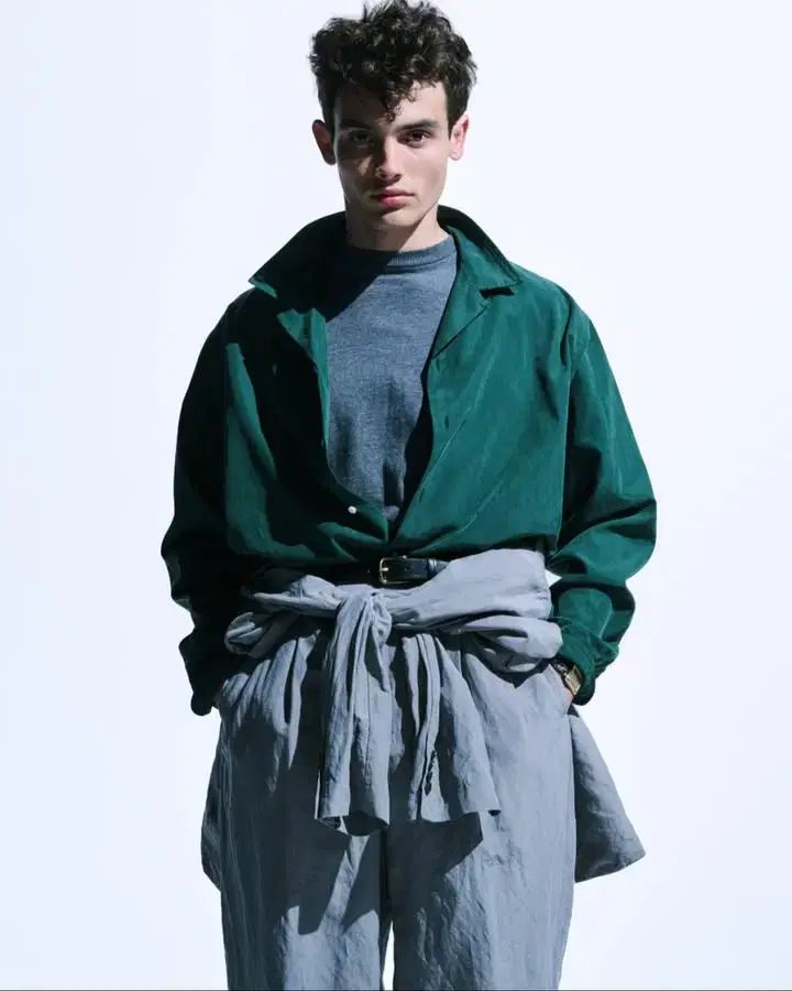 3 25SS アプレッセ シルク コットン オープン カラ ロングスリーブ シャツ