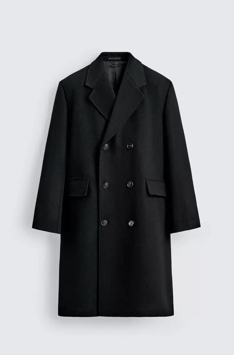 ザラ ウール ダブル ブレスト コート ブラック L