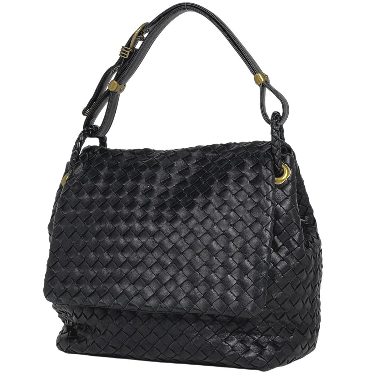 ボッテガヴェネタ BOTTEGAVENETA イントレチャート ハンドバッグ ナッパ ハンドバッグ レザー ブラック レディース