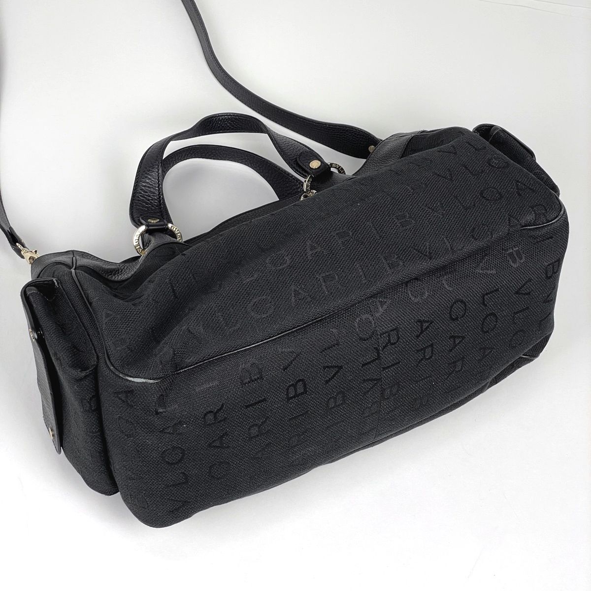 ブルガリ BVLGARI ロゴマニア トートバッグ ハンドバッグ トートバッグ キャンバス ブラック レディース